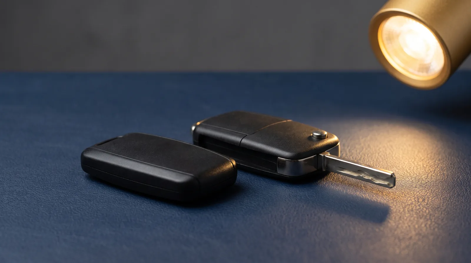 A proximity smart fob and a remote-head flip key side by side